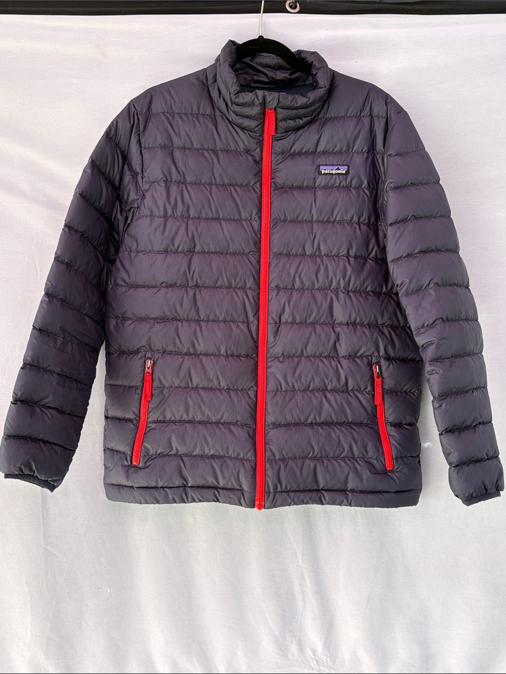 Patagonia Boy’s Navy Puffer Jacket with Red Zippers